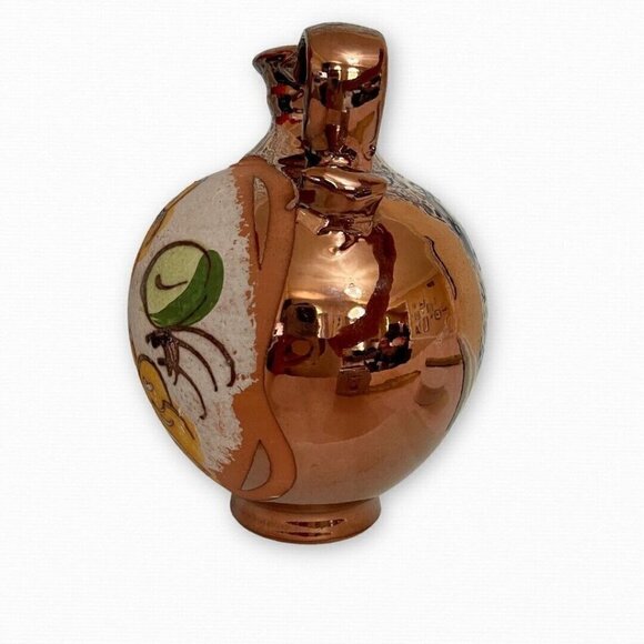 Vintage Bronze Floral Vase Jug Made in Marbella Ceramic Pottery - Picture 7 of 8